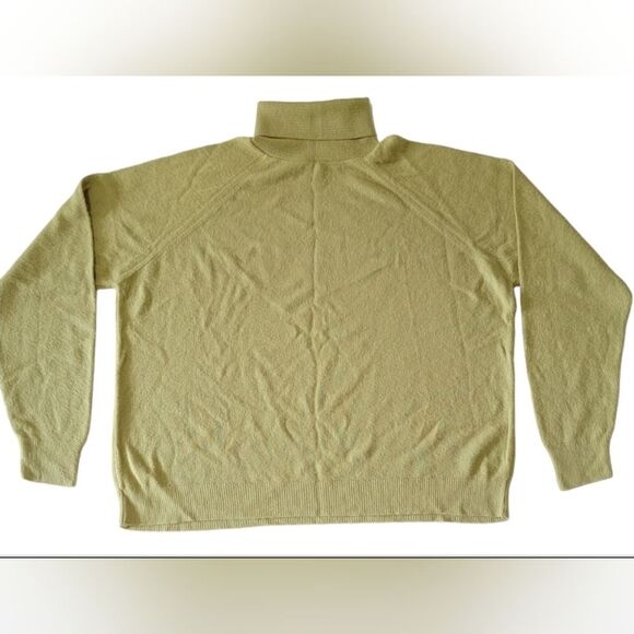 Green turtleneck sweater Lord&Taylor Acrylic made USA size 44 size 16 Size L - Picture 5 of 8